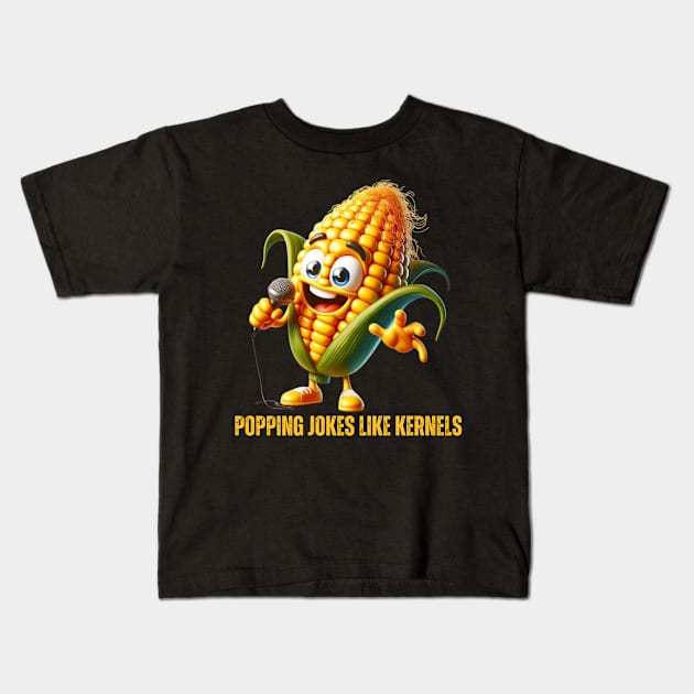 Comedy Corn - Stand-Up Kernel Kids T-Shirt by vk09design